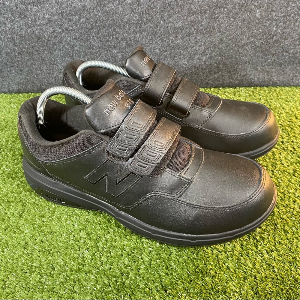 New Balance 813 Dual Strap Walking Shoes Black Mens 12-2E Leather